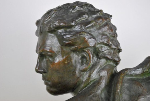 Antique sculptural portrait of Jean Mermoz
