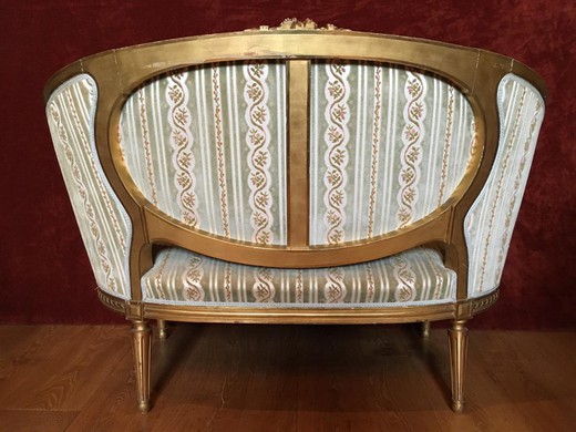 старинный салонный гарнитур в стиле людовика XVI, антикварный диван и кресла XIX века, старинный гарнитур в стиле людовика XVI, диван и кресла XIX века, старинные кресла XIX века, антикварные кресла в стиле людовика XVI