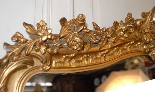 старинные золоченые зеркала, зеркала купить в москве, антикварные зеркала в стиле людовика XV, зеркала старинные в стиле рококо, зеркало старинное в стиле рококо