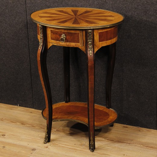 антикварный столик из наборного дерева с бронзой в стиле наполеон 3