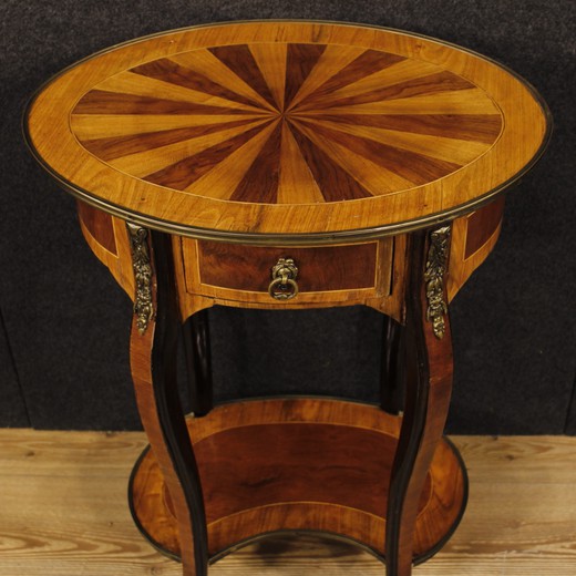 старинный столик из наборного дерева с бронзой в стиле наполеон 3