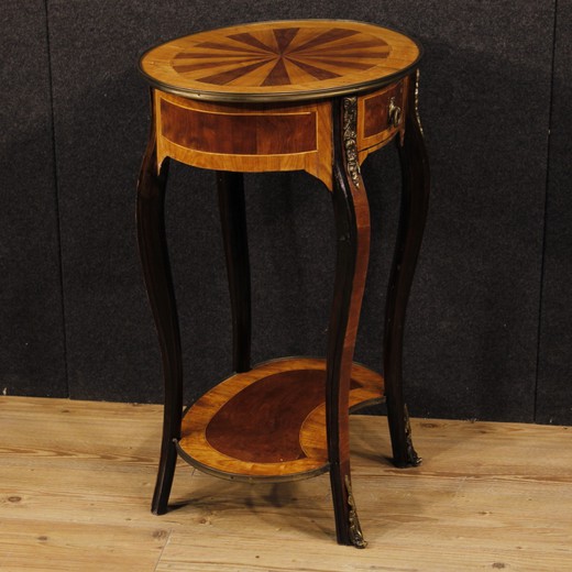 винтажный столик из наборного дерева с бронзой в стиле наполеон 3
