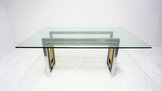 антикварная мебель из хромированного и золоченого металла со стеклянной столешницей ромео рега