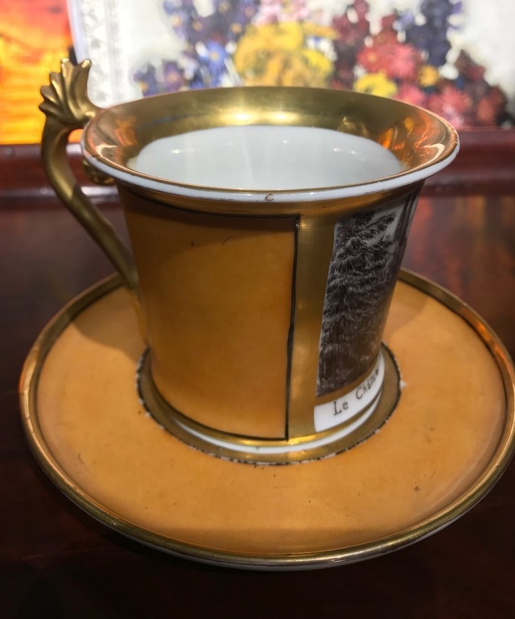 Antique cup and saucer "Manor house"