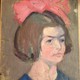 Antique painting "Girl with a red bow"