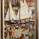 Antique painting "On the Beach"