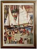 Antique painting "On the Beach"