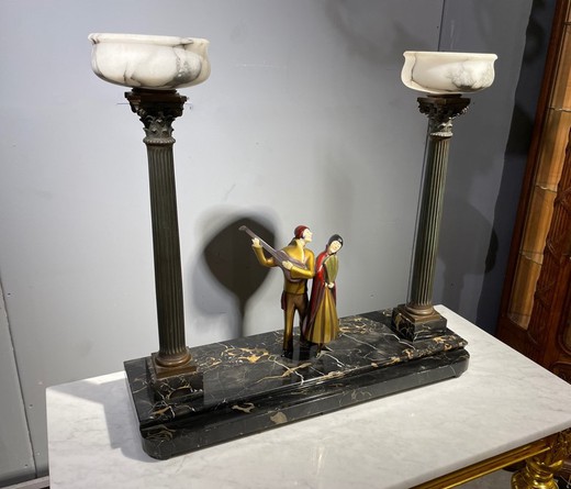 Antique lamp "Troubadour and Lady"