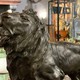 Antique sculpture of a lion