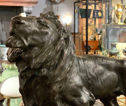 Antique sculpture of a lion