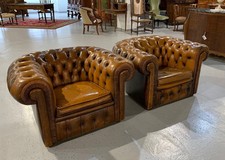 Pair antique Chesterfield armchairs