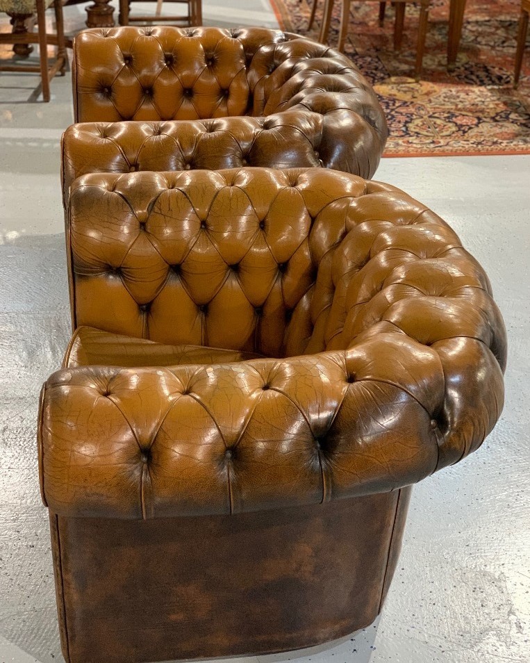Pair antique Chesterfield armchairs