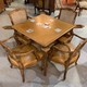 Antique game table with 4 armchairs in set