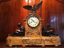 Antique marble and bronze clock