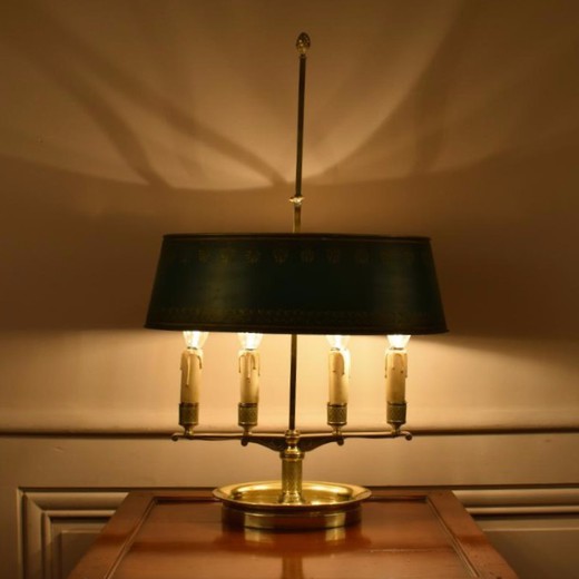 антикварная настольная лампа в стиле ампир из золоченой бронзы