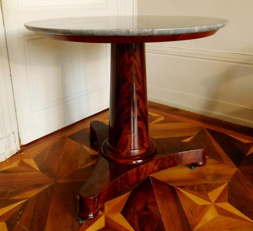 старинный кофейный столик в стиле ампир из красного дерева с мраморной столешницей XIX века купить в Москве