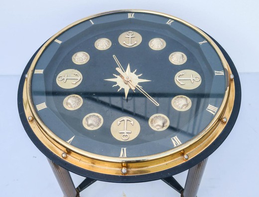 винтажный стол-часы от известного французского дизайнера Жака Адне из латуни и бронзы в стиле лофт купить в Москве
