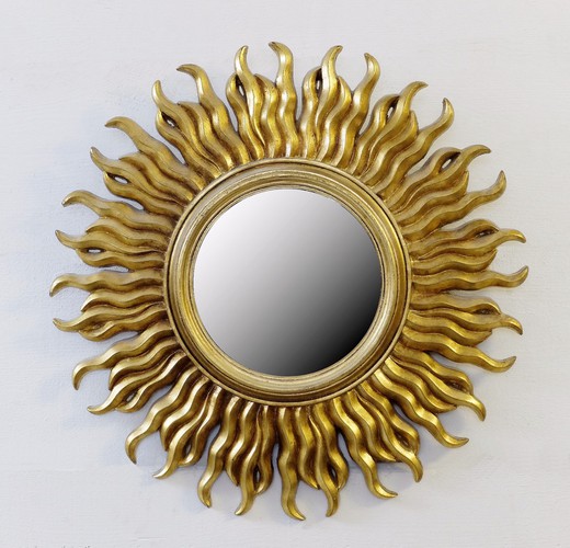 антикварное зеркало солнце в раме из золоченого дерева купить в Москве