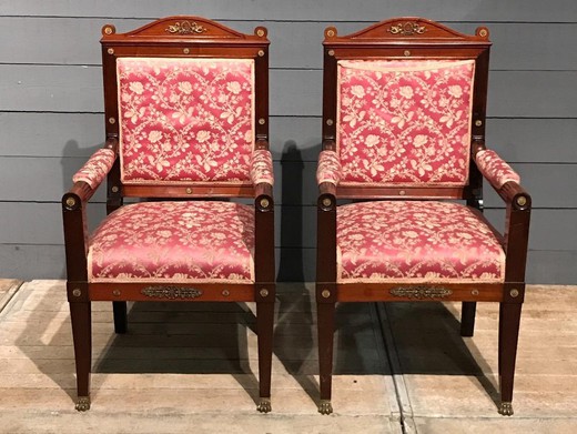 антикварные парные кресла ампир, старинные парные кресла в стиле ампир, антикварные парные кресла в стиле ампир, старинные парные кресла ампир эпоха наполеона III, французские антикварные кресла в стиле ампир, старинные парные кресла ампир