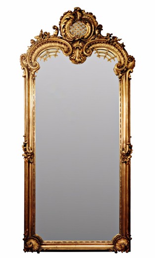 антикварное зеркало с консолью из золоченого дерева в стиле людовика XV купить в Москве