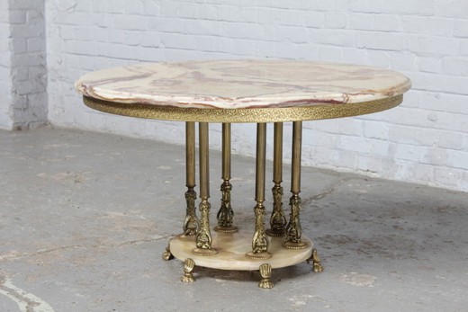антикварный кофейный столик из золоченой бронзы и оникса в стиле людовика 15