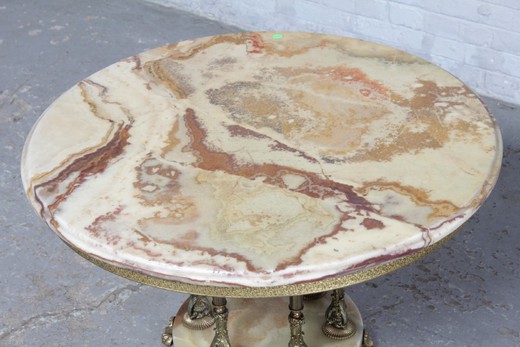 винтажный итальянский кофейный столик из золоченой бронзы и оникса в стиле людовика 15, винтаж в Москве, винтажные предметы декора из оникса