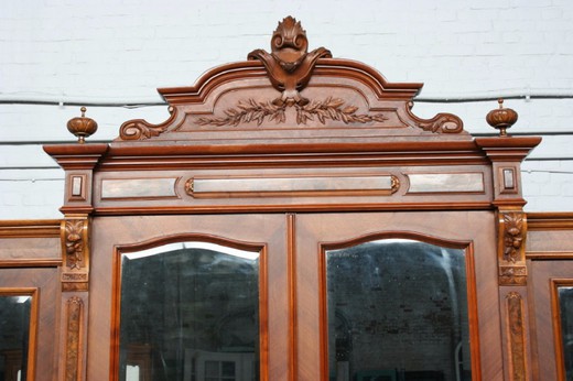 Винтажный шкаф из ореха в стиле ренессанс, винтажный гардероб ренессанс 1900 годы