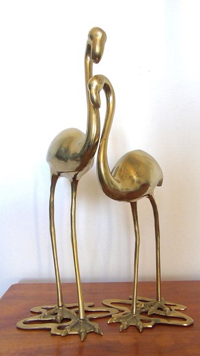Antique pair flamingo sculptures