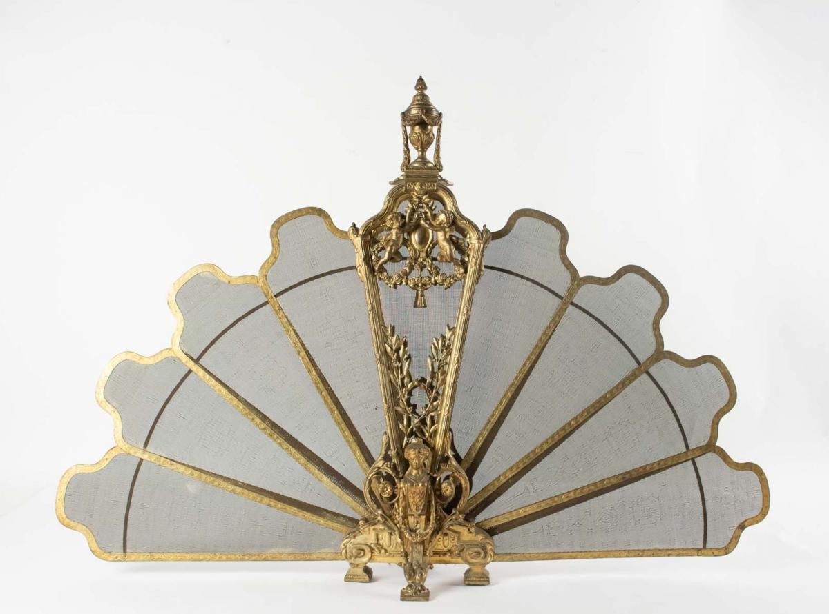 Antique Fireplace Screen Fan