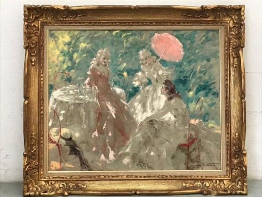 Antique painting «Before Lunch»