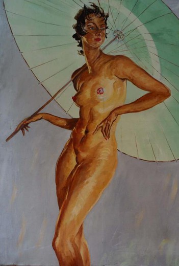 Antique painting a gorgeous nude girl