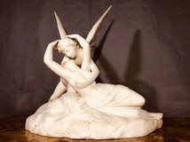 Antique marble sculpture "Cupid and Psyche"