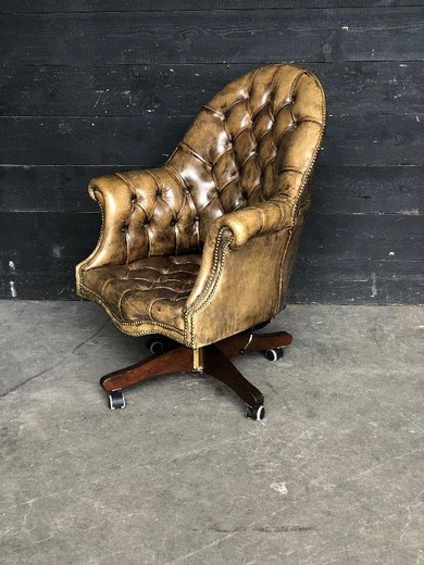 Antique office leather armchair