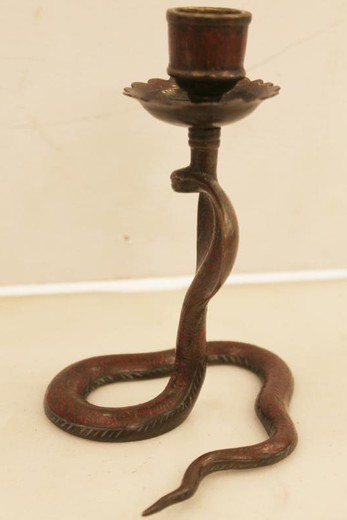 Pair antique cobras candle sticks