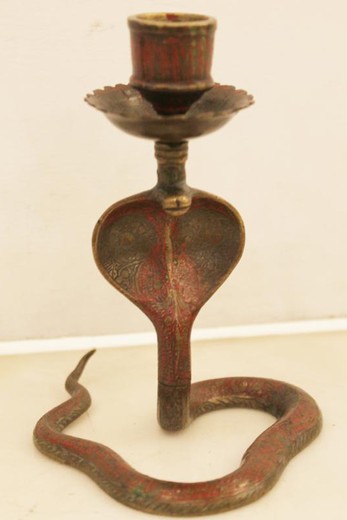 Pair antique cobras candle sticks