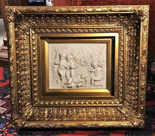 Antique bas-relief in a frame
