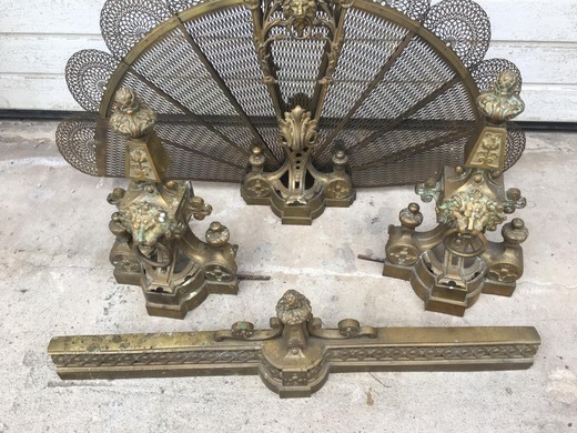 Set of antique renaissance fireplace accessories