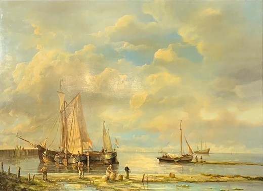 Антикварная картина «Морской пейзаж»
