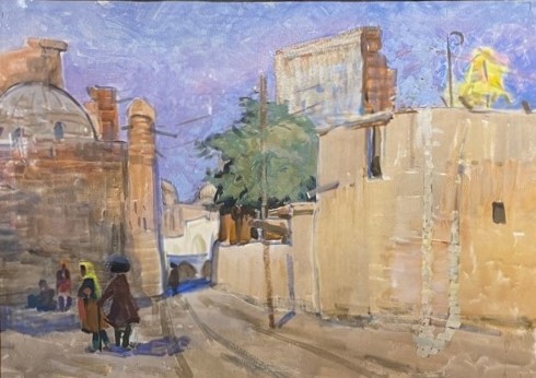 Антикварная картина «На улицах Хивы»
