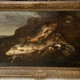 Antique painting "Still life with carps"