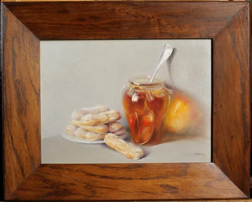 Antique painting "Still life with honey"
