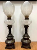 Antique twin kerosene lamps