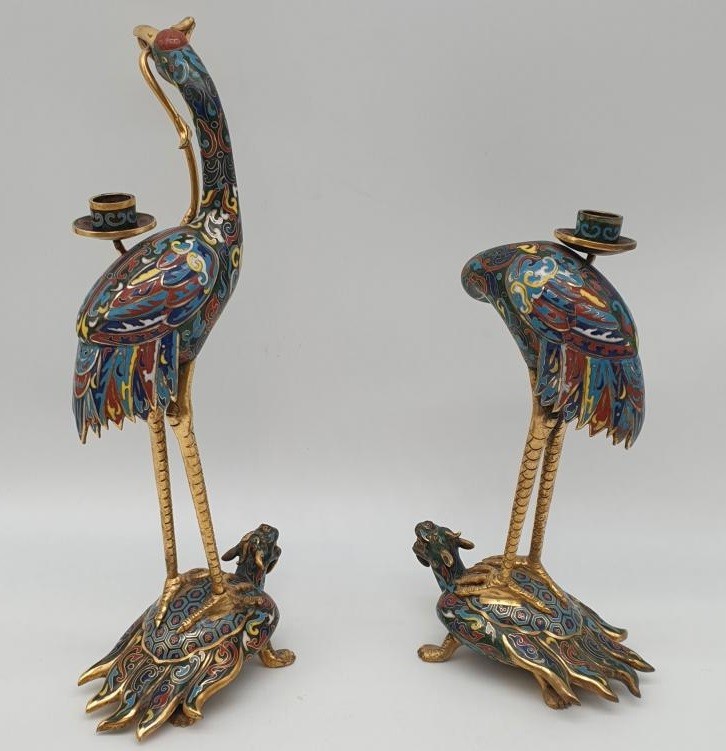 Antique pair candlesticks