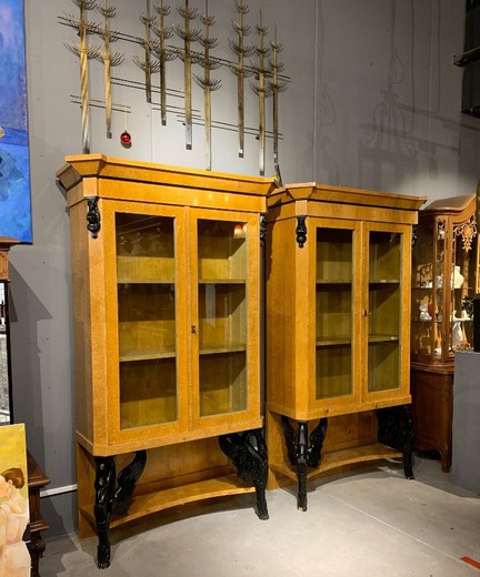 Antique Russian Classicism pair display showcases