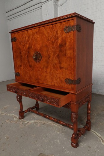 Antique Jacobean style bar cabinet