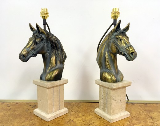 антикварные парные лампы лошади ХХ век европа