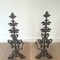 Beautiful pair of wrought iron andirons. Very fine work. End of 19th century