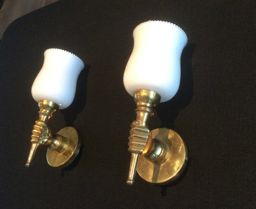 старинные парные бра из латуни