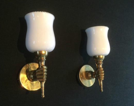 пара старинных бра из латуни