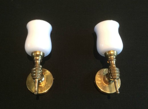 пара винтажных бра из латуни